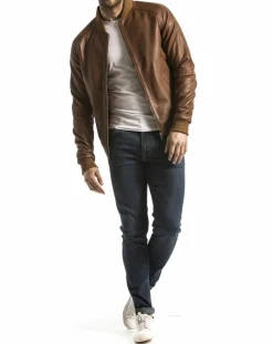 Sale Blue Wellford Veste en Cuir Eze cognac