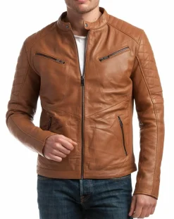 Sale Chyston Veste en Cuir Flash cognac