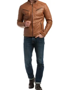 Sale Chyston Veste en Cuir Flash cognac