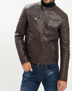Best Chyston Veste en Cuir Flash marron