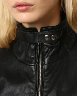 Femme Chyston Veste en Cuir Gema noire