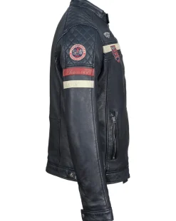 Clearance Chyston Veste en Cuir Harty bleu marine