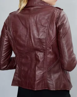 Femme Chyston Veste en Cuir Hortence bordeaux