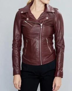 Femme Chyston Veste en Cuir Hortence bordeaux