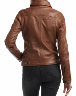 Outlet Chyston Veste en Cuir Idaline cognac