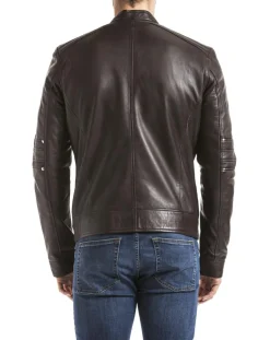 Homme Blue Wellford Veste en Cuir Idannus marron