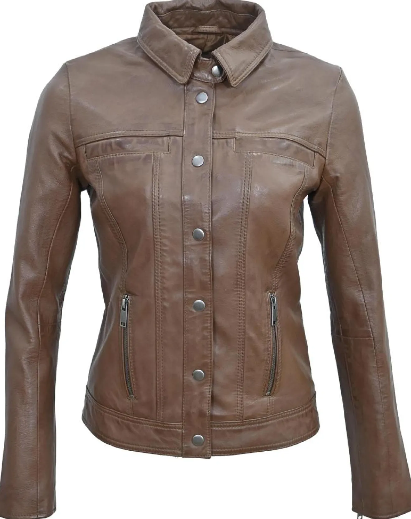 Discount Chyston Veste en Cuir Isia cognac