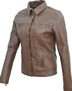 Discount Chyston Veste en Cuir Isia cognac
