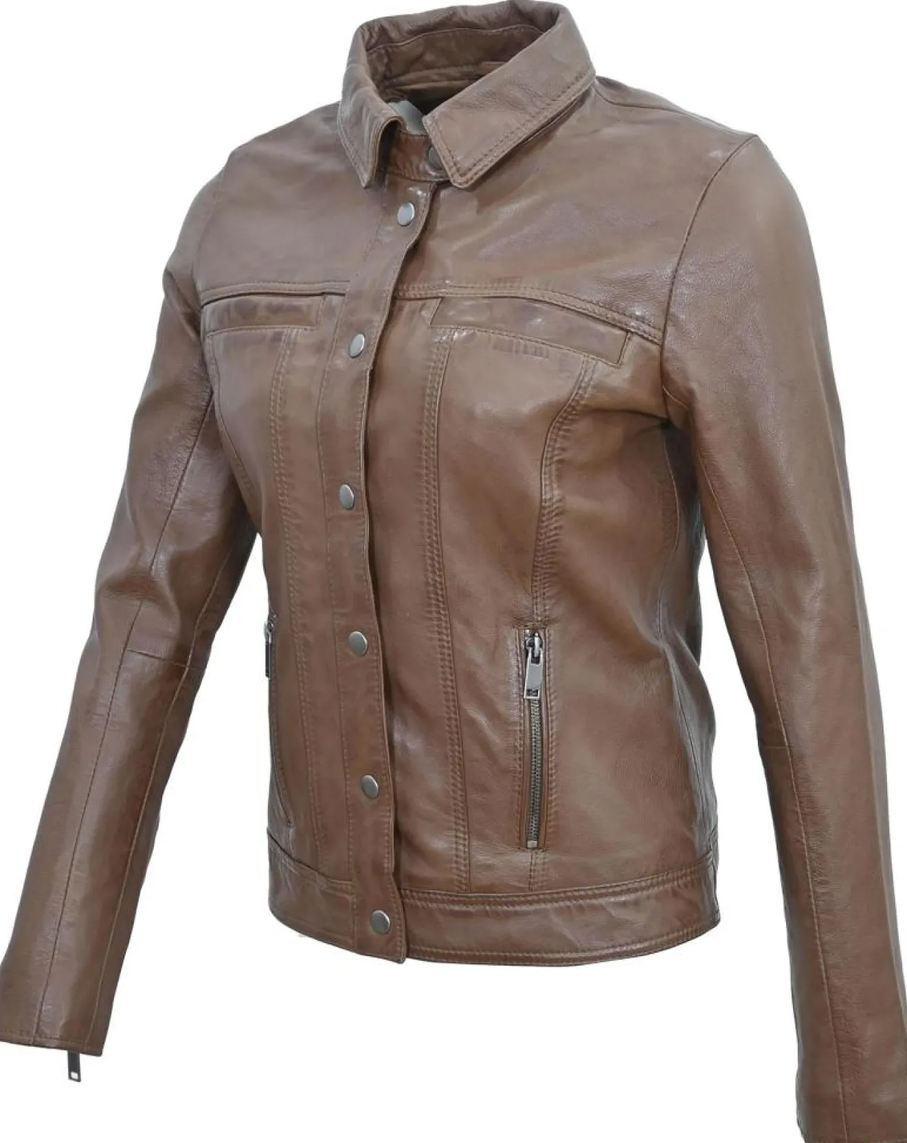 Discount Chyston Veste en Cuir Isia cognac