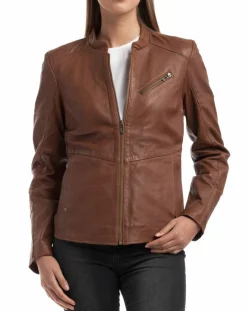 Femme Chyston Veste en Cuir Ivette cognac
