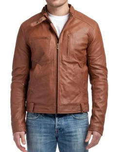 Online Chyston Veste en Cuir Jacky cognac