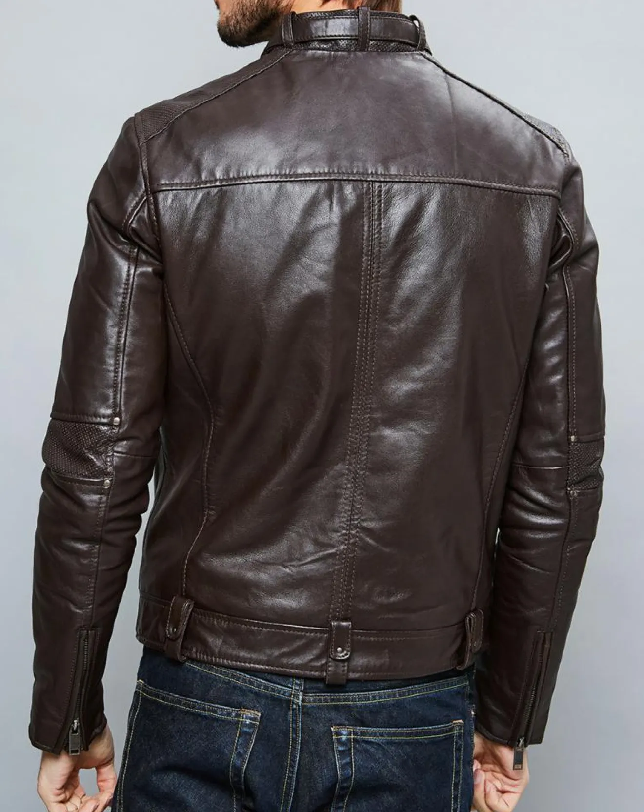 Hot Chyston Veste en Cuir Jacky marron