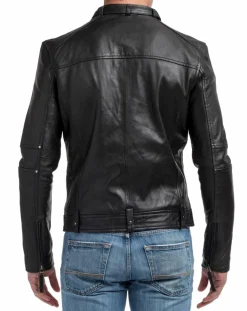 Homme Chyston Veste en Cuir Jacky noire