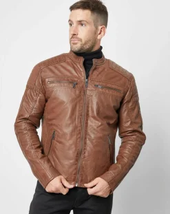 Hot Chyston Veste en Cuir Jefferson cognac