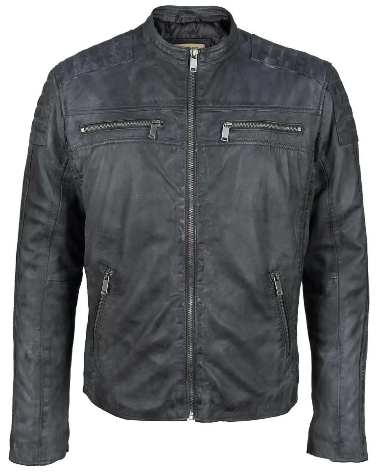 Homme Chyston Veste en Cuir Jefferson noire