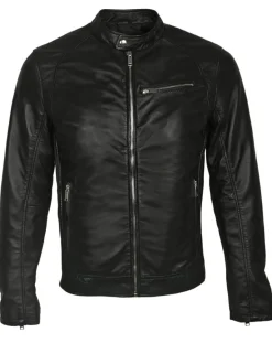 Homme Blue Wellford Veste en Cuir John noire