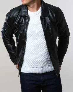 Outlet Chyston Veste en Cuir Karlton noire