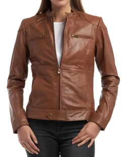 Hot Chyston Veste en Cuir Katia cognac