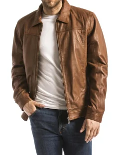 Sale Blue Wellford Veste en Cuir Koluton cognac