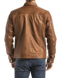 Sale Blue Wellford Veste en Cuir Koluton cognac
