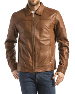 Sale Blue Wellford Veste en Cuir Koluton cognac