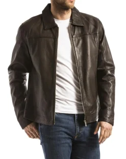 Homme Blue Wellford Veste en Cuir Koluton marron