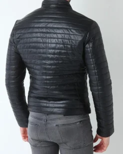 Hot Chyston Veste en Cuir Lazare noire