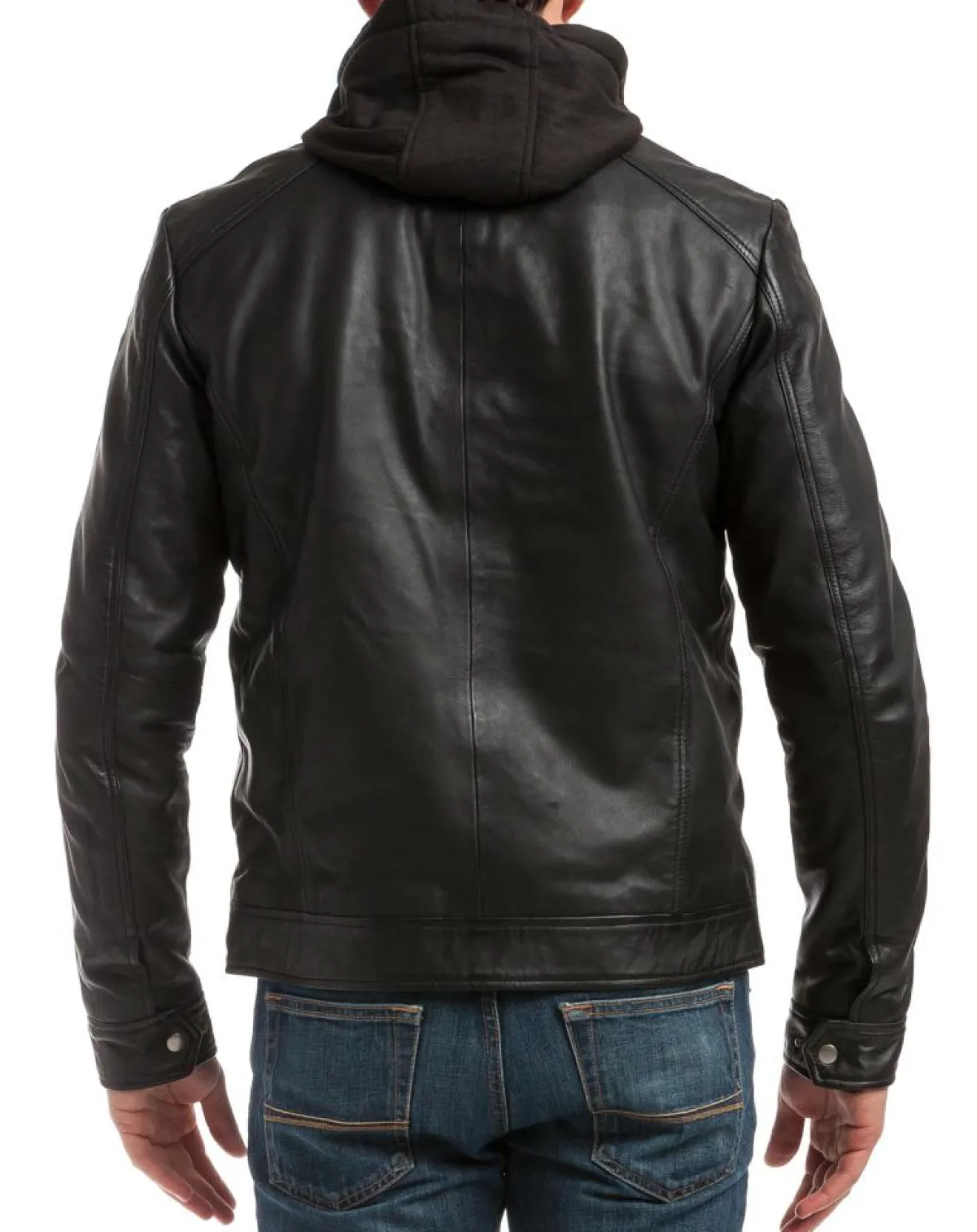 Homme Chyston Veste en Cuir Leif noire