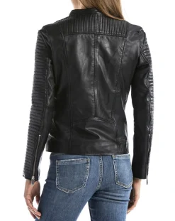 Femme Blue Wellford Veste en Cuir Maritza noire