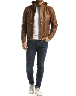 Best Blue Wellford Veste en Cuir Maros cognac