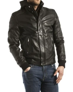 Outlet Blue Wellford Veste en Cuir Maros noire