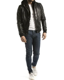 Outlet Blue Wellford Veste en Cuir Maros noire