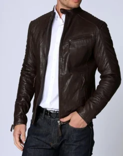 Homme Chyston Veste en Cuir Michael marron