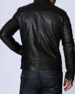 Homme Chyston Veste en Cuir michael noire
