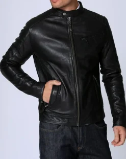 Homme Chyston Veste en Cuir michael noire