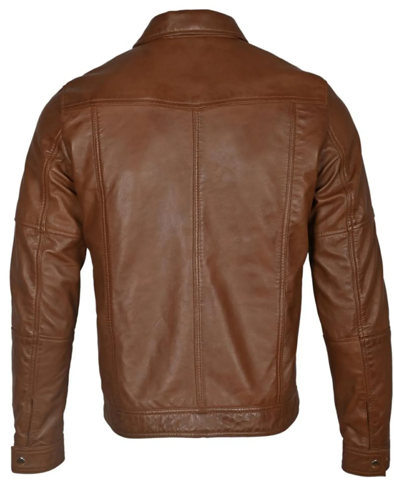 Homme Blue Wellford Veste en Cuir Micky cognac