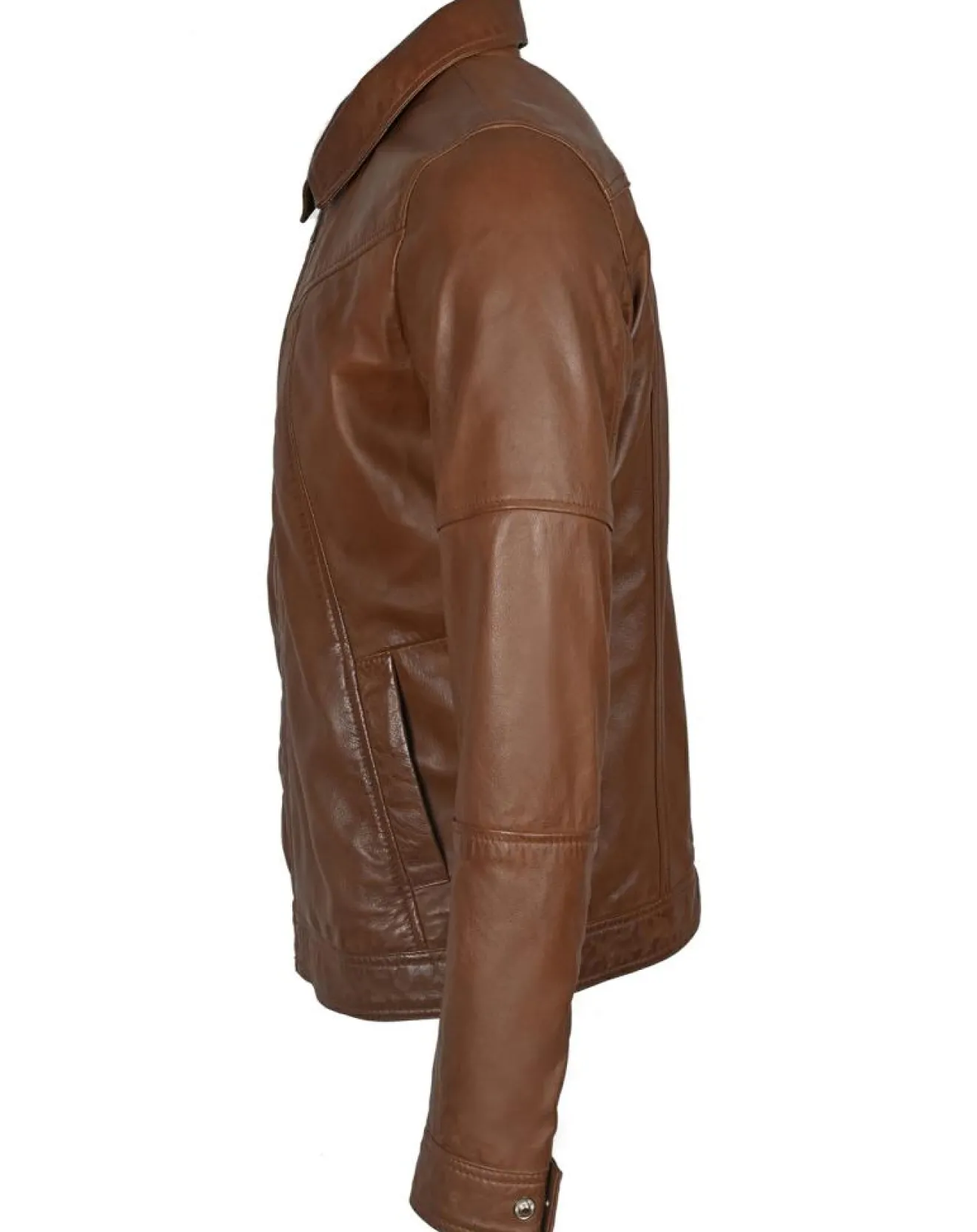Homme Blue Wellford Veste en Cuir Micky cognac
