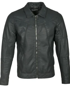 Homme Blue Wellford Veste en Cuir Micky gris foncé