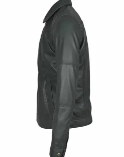 Homme Blue Wellford Veste en Cuir Micky gris foncé