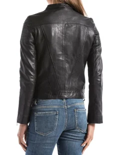 Femme Blue Wellford Veste en Cuir Narmada noire