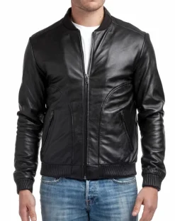 Chyston Veste en Cuir Norman noire