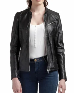 Hot Blue Wellford Veste en Cuir Nova noire