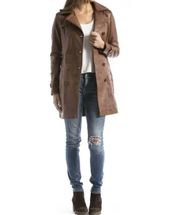 Femme Blue Wellford Veste en Cuir Oka cognac