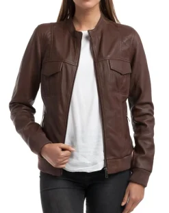 Hot Chyston Veste en Cuir Oliv marron