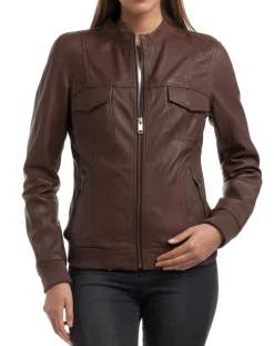 Hot Chyston Veste en Cuir Oliv marron