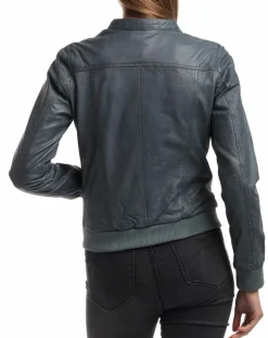 Femme Chyston Veste en Cuir Olive grise