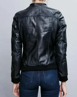 Outlet Chyston Veste en Cuir Olive noire