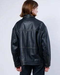 Discount Blue Wellford Veste en Cuir Oversize Aline noir ruboff