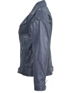 Femme Blue Wellford Veste en Cuir Oversize Carolane bleue