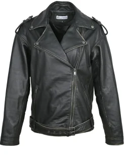 Femme Blue Wellford Veste en Cuir Oversize Carolane noir ruboff